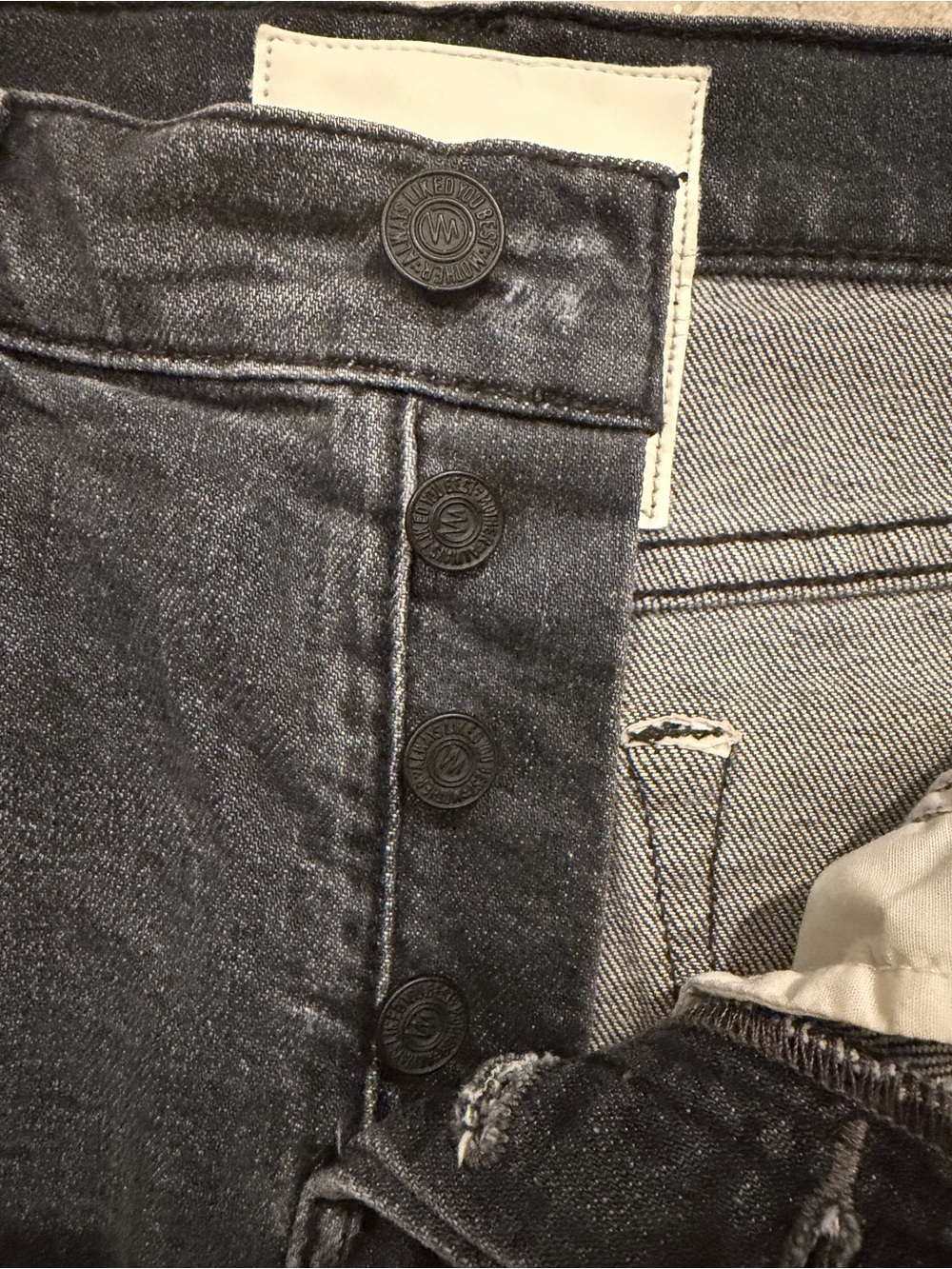 MOTHER The Vagabond Mini Fray Skirt Pedal To The Metal Black Denim Size 27 - Picture 5 of 10